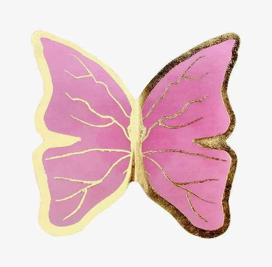 Farfalle volanti con Ali Bianche e bordi Oro. Sagoma Cake Topper