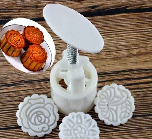 Mooncake Tondo 4.5 cm. Set di 3 Stampi ad espulsione per biscotti