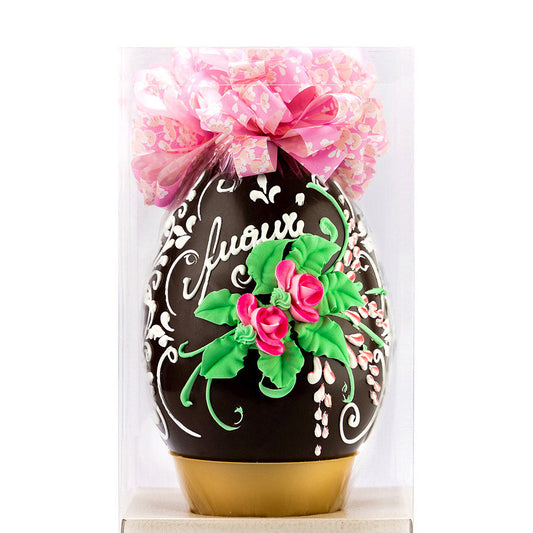 Uovo di Cioccolato Finissimo al Latte Decorato a Mano. 500 grammi.