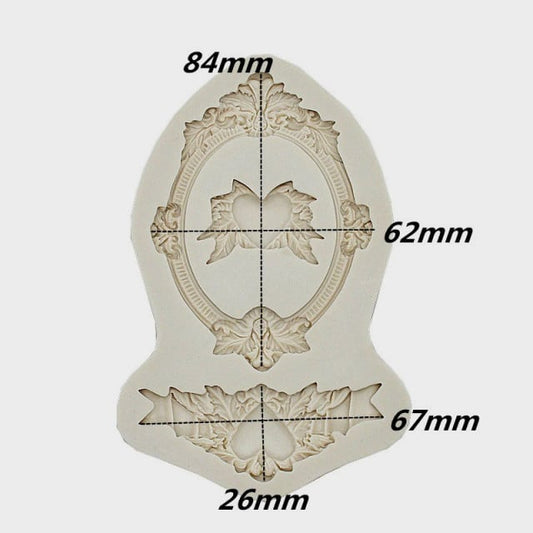 Frame decorated with Vintage Baroque Hearts. Silicone mold.
