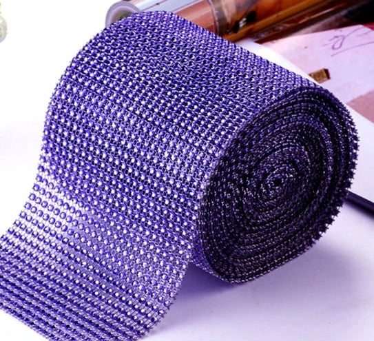 Silver. 10cm high rhinestone border with 24 rows.