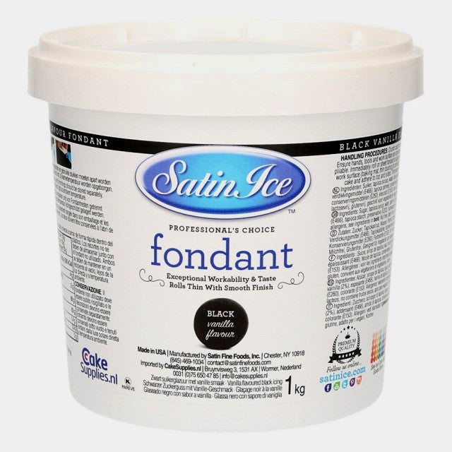 Nera.1 Kg. SATIN ICE. Pasta di zucchero Certificata Kosher. Gluten Free