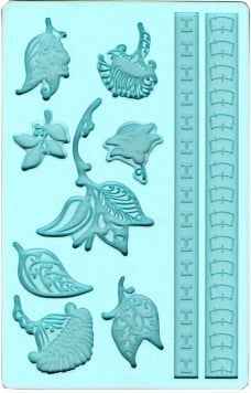 Boccioli e Fiori più 2 bordi decorativi. Stampo in silicone