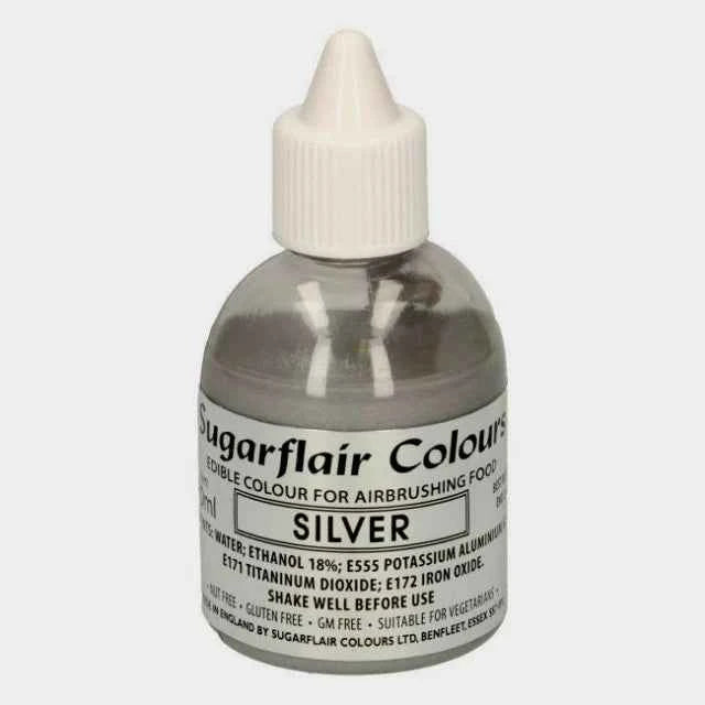 ARGENTO 60 ml. Colorante liquido anche per Aerografo. Sugarflair