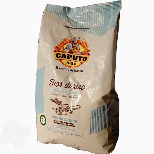 Multipurpose gluten-free rice flour. Tempura frying and dusting. Caputo.
