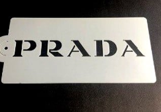 Prada Logo 20x10 cm. Stencil Griffe Moda Fashion.
