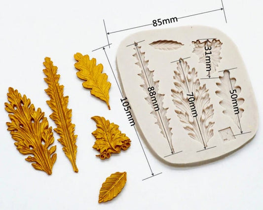 5-Leaf Mold. Baroque. Fantastic decorations. Silicone mold.