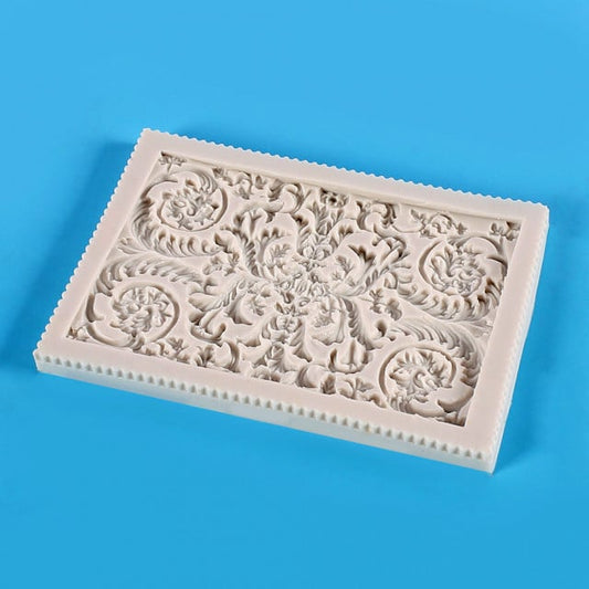 Large Vintage Baroque border with stunning decorations. 16 x 11.5 cm silicone mold.