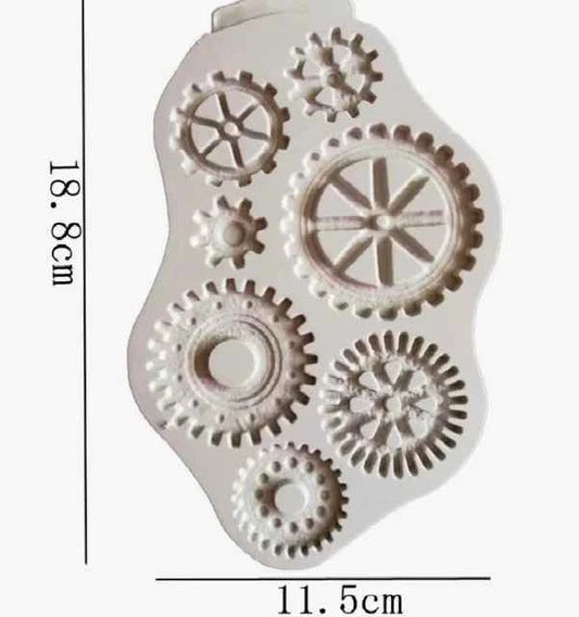 Ingranaggi. Fantastico stampo in Silicone in alta definizione.Distressed Cogs