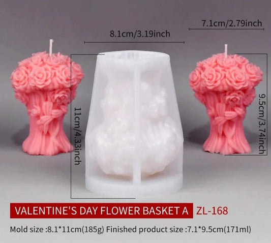 Bellissimo stampo Candela Vaso con Mazzo di Rose di 9.5 cm in silicone - WORLD PRODUCTS SHOP