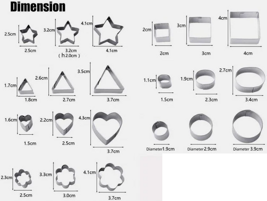 Set C of 24 Geometric Metal Cutter Molds