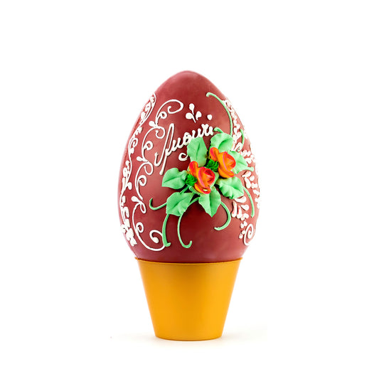 Uovo di Cioccolato Ruby decorato a mano. WORLD PRODUCTS SHOP.500 grammi