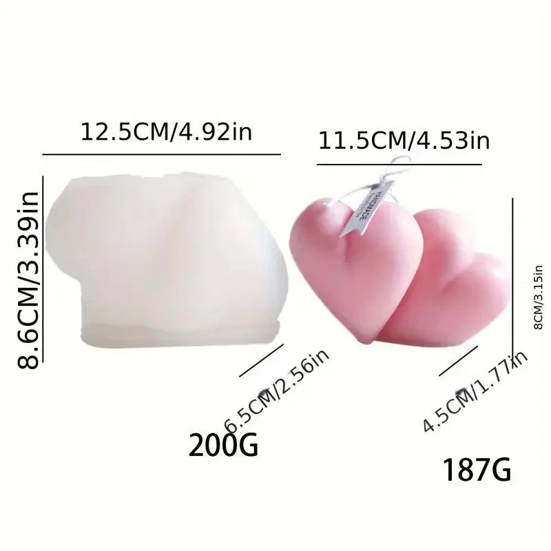 Doppio Cuore. Stampo stilizzato in silicone anche per Candele - WORLD PRODUCTS SHOP