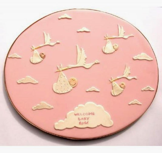 Neonato che vola con la Cicogna.Battesimo. Stampo tagliapasta