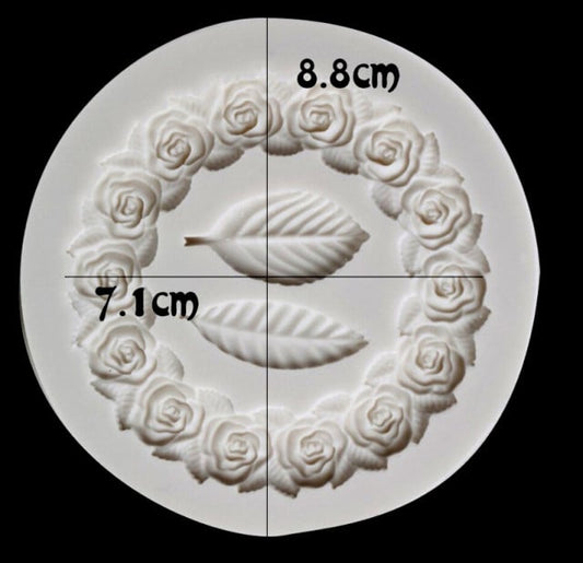 Diadema Cornice Bordo mazzo Rose e Foglie. Barocco Vintage. Stampo in silicone