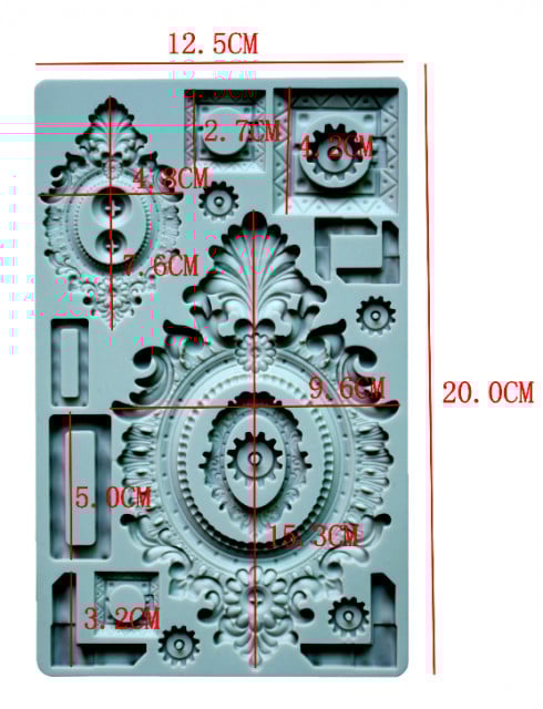 Large Decorated Metal Frame. Vintage Baroque. Silicone Mold. Mechanical Frame Decorating Silicone Mold.