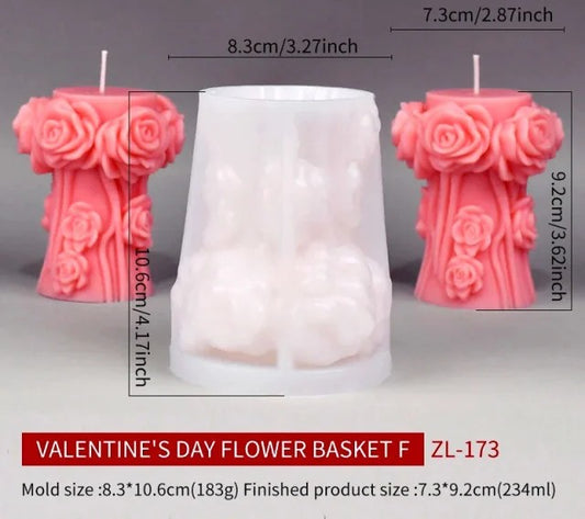 Bellissimo stampo Candela Vaso con Mazzo di Rose di 9.2 cm in silicone - WORLD PRODUCTS SHOP