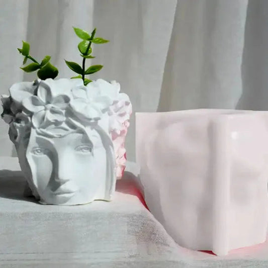 Viso Donna con Corona di Fiori. Stampo in silicone anche per Candele - WORLD PRODUCTS SHOP