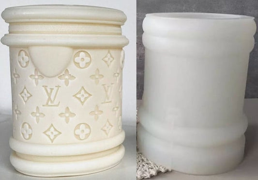 13 cm designer cylinder. Silicone mold for candles and soaps.