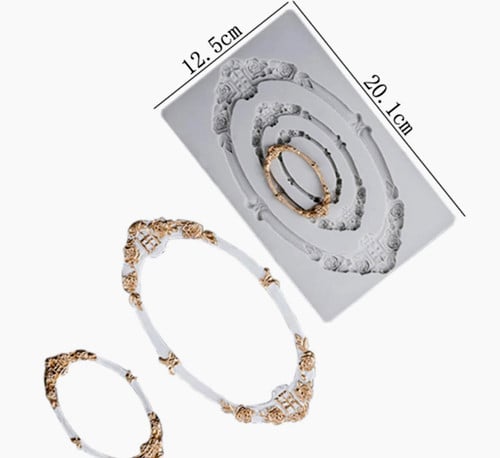 Grande Cornice Stile Barocco di 20 cm. Vintage. Stampo in silicone con 3 forme