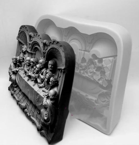 Stunning fresco of Jesus' Last Supper. Easter. Large silicone mold.
