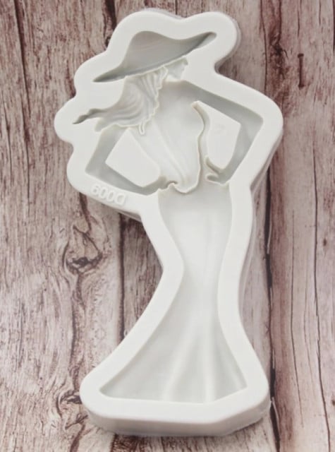 Fashion Girl in a Long Dress. Large 16 cm Silicone Mold.