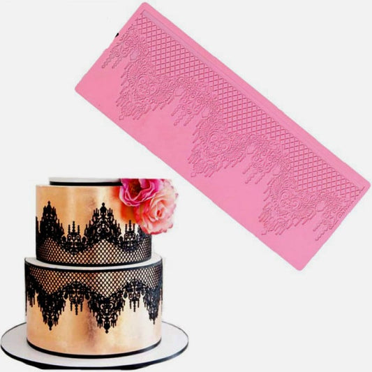 Elegante Bordo Pizzo. Grande Stampo in silicone di 33 cm