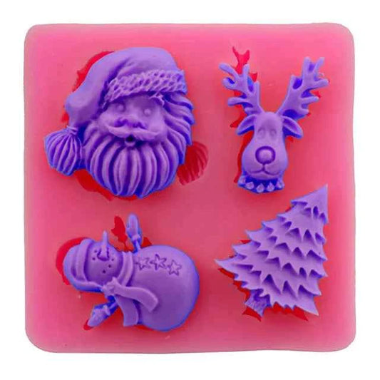 Albero di Natale Renna Pupazzo di neve e Albero. Christmas Deer Snowman Tree Shape Silicone Resin Mold. Stampo silicone con 4 forme