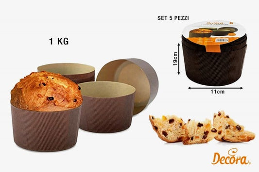 5 stampo Panettone CANASTA da 1 Kg. Stampo Monouso in pura Cellulosa