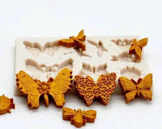 3 Farfalle decorate. Alta risoluzione. Stampo in silicone