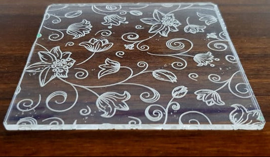 Fiori Rose e Foglie. Stampo in Rilievo di 10 x 10 cm F-P1