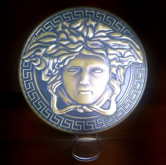 Medusa Griffe Versace con diametro 30 cm. Lampada da Muro o Tavolo Logo Griffe in Acrilico