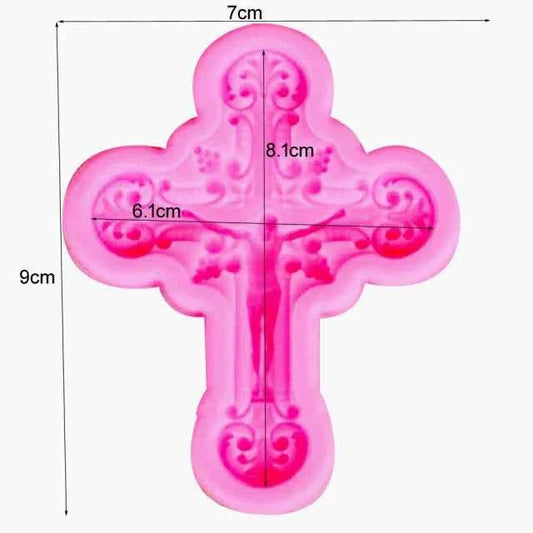 Croce Barocca decorata. Stampo in silicone con 4 forme. Cross Silicone Molds For Baking Fondant Mold