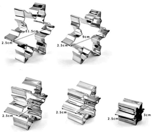 Set di 5 Stampi Fiocco di Neve. Tagliapasta Cutter in metallo. Xmas Snowflake Cookie Cutter Stainless Steel Christmas
