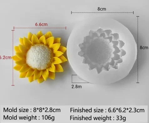 Large 15.3 cm Peony. Silicone mold also for candles. WORLD PRODUCTS SHOP