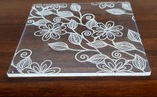 Fiori Margherite e Foglie. Stampo in Rilievo di 10 x 10 cm F-P2