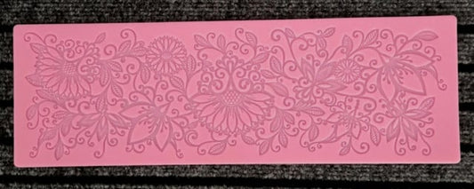 Elegant Large 35cm Silicone Floral Border. Flower Lace Mold Cake Border.