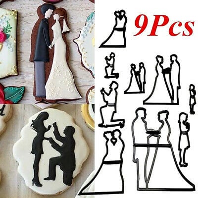Newlyweds Cake and Wedding. Set of 9 Patchwork Cutter Molds