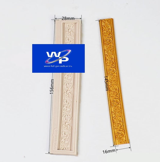 Long Frame Edge Decorated with Baroque Vintage Floral Motif. Silicone Mold Flower Frame Lace. Silicone Mold