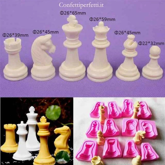 Scacchi. 12 pezzi. Stampo 3/D per Cioccolato in silicone
