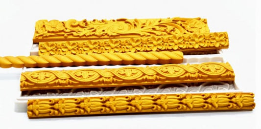Fantastic Border in 5 Vintage Baroque Decorations. Large Silicone Mold