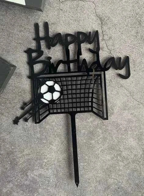 Calcio Palla in goal. Buon Compleanno. Happy Birthday. Cake Topper
