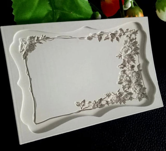 Grande Cornice a Specchio di 16 cm con Bordo Rose. Barocco Vintage. Rose Frame. Stampo in silicone