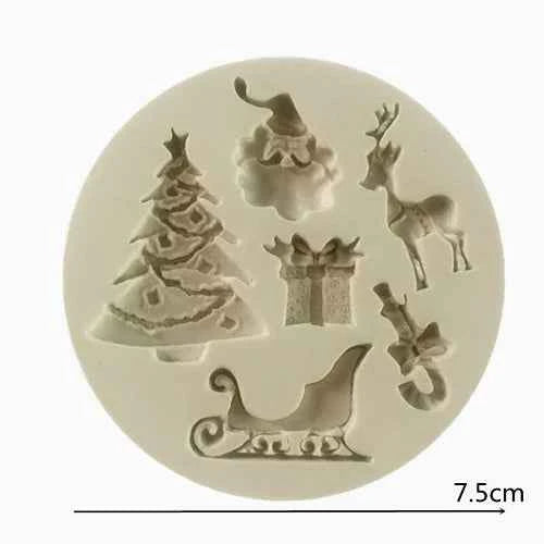Natale con Albero e Babbo Natale Slitta e Renna. Stampo in silicone