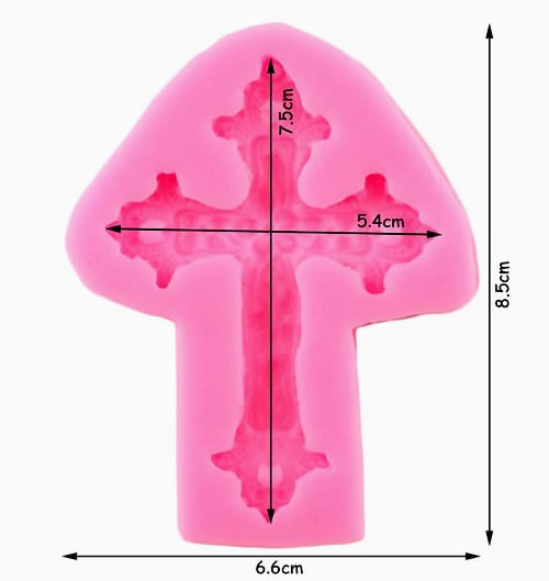 Decorated Baroque Cross. Baroque Cross Silicone Mold Relief. Silicone mold
