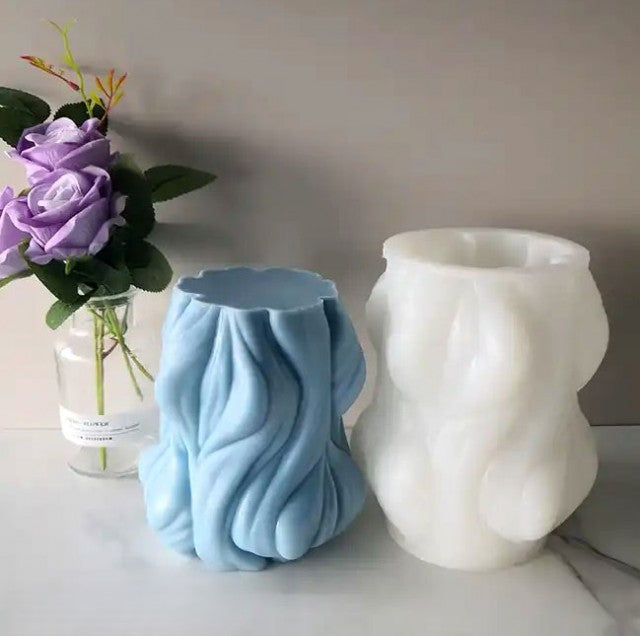 Alta Colonna di Arte Astratta e con Onde ondulate di 17.5 cm. Stampo Geometrico anche per Candele - WORLD PRODUCTS SHOP