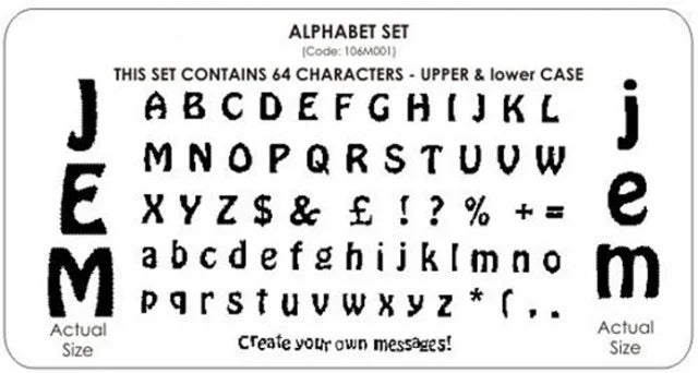 Set di 64 lettere e simboli.