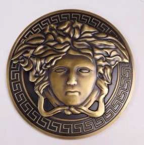 Versace Medusa Head Lamp, 30 cm in diameter. Acrylic Wall or Table Lamp with Versace Logo.