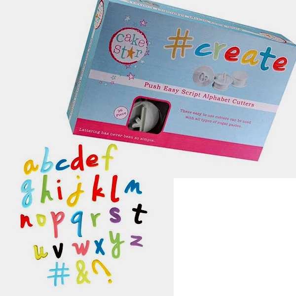 26 Grandi Lettere in Corsivo 5 x 4.4 cm. Stampo Alfabeto e Simboli a Espulsione