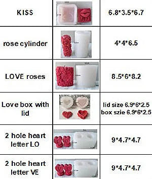 Amore e Love. San Valentino. Set di 6 Stampi in silicone anche per Candele - WORLD PRODUCTS SHOP